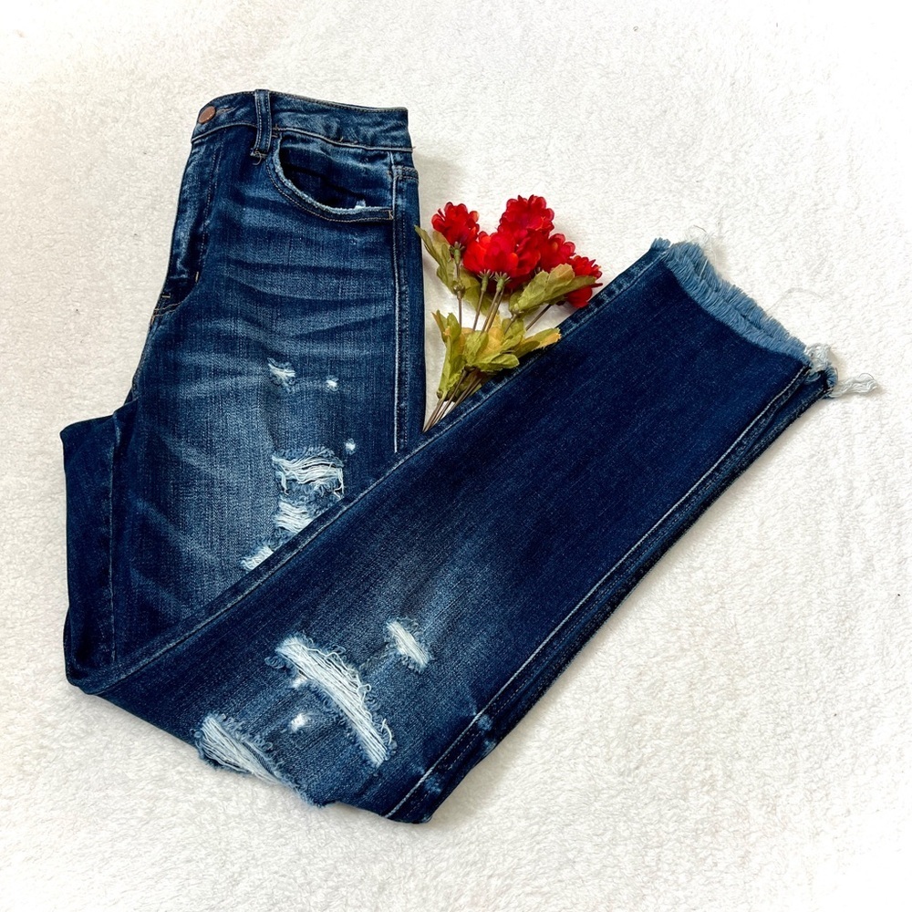 Flying Monkey Distressed Ultra High Rise Straight Jean - Size 26